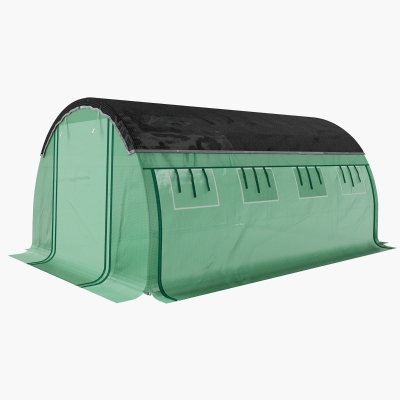 Outsunny Walk-in Tunnel Greenhouse, Plant Hot House with Sunshade Net, Roll-up Mesh Sidewalls, 2 Doors, 10' x 13' x 6.5' , Green