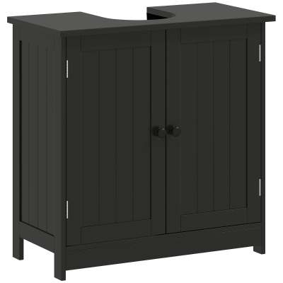 HOMCOM Black Under Sink Bathroom Cabinet with 2 Doors and Shelf