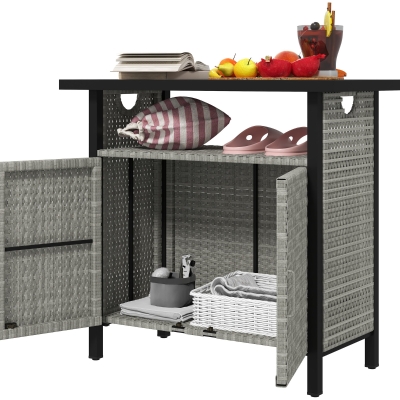 Outdoor Pool Storage Cabinet 35.4" W x 19.7" D x 35.4" H Gray