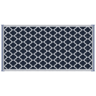 Outsunny 9' x 18' Reversible Outdoor Rug, Waterproof Blue & White