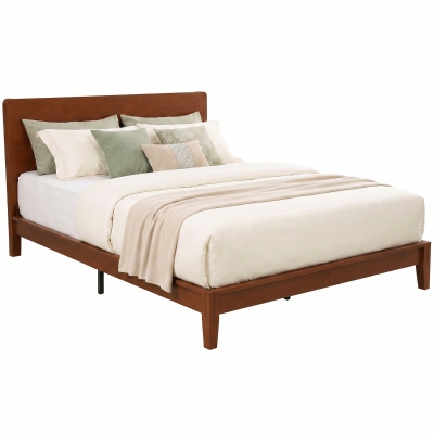 HOMCOM Queen Bamboo Platform Bed Frame with Headboard, Brown