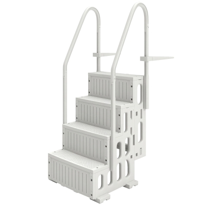 Outsunny Adjustable Pool Ladder with Dual Handrails, White