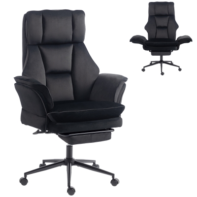 HOMCOM Cross Legged Office Chair with Footrest, 396 lbs Reclining Computer Desk Chair with High Back, Flip-up Armrests, Black