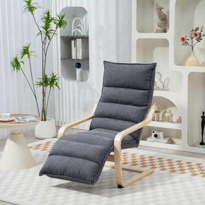 HOMCOM Accent Chair, Velvet Upholstered Living Room Chair with Footrest, Wood Frame, Dark Grey