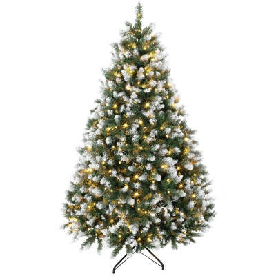 HOMCOM 6ft Pre-lit Artificial Christmas Tree, White-Tipped, 1020 Tips