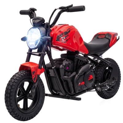 Qaba Kids Electric Motorcycle Harley-Style 24V 180W 12" Tires Red
