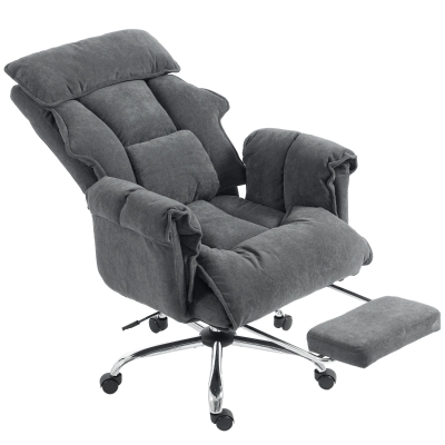 HOMCOM Executive Office Chair, Reclining High Back with Footrest, Gray