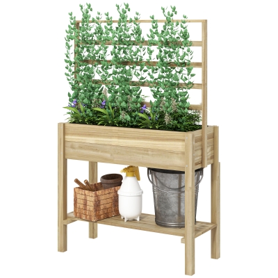 Raised Planter 34.6" L x 14.6" W x 53.9" H Natural Wood