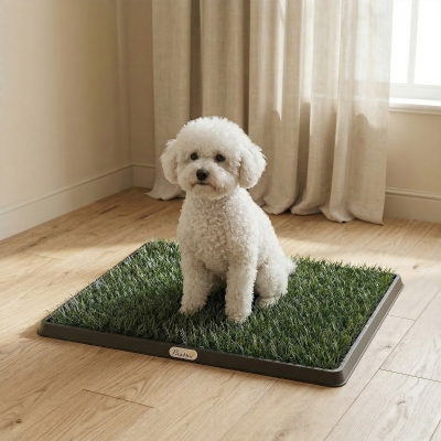 PawHut Dog Grass Pad with Tray, Artificial Grass Pet Training Toilet with Drainage Grid, 2 Grass Mats