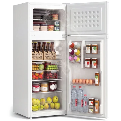 HOMCOM 7.7 Cu. Ft. Mini Fridge with Freezer, Compact Refrigerator with Adjustable Thermostat, Reversible Door, White