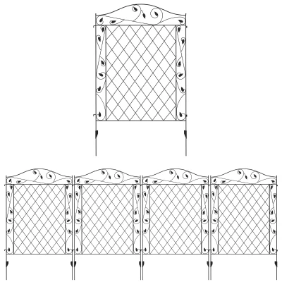 Outsunny Outdoor Metal Garden Fence Panels, Border Edging for Yard, Patio, 4 Pack, Wavey Vines