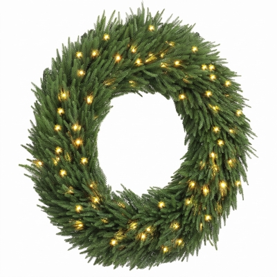 HOMCOM 48" Pre-Lit Norfolk Pine Christmas Wreath, 150 LED, Green