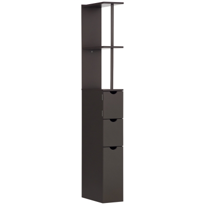 HOMCOM 54" Bathroom Storage Cabinet with Shelves & Drawers, Brown