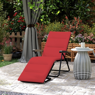 Outsunny Foldable Lounge Chair, Reclining Patio Sun Lounger with 6-Position Adjustable Back, Wine Red