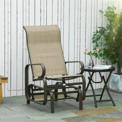 Outsunny Gliding Lounger Chair, Lightweight Metal Rocker, Tan