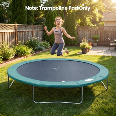 Soozier Trampoline Pad, 14FT Replacement Trampoline Safety Pad Mat Spring Cover, Water-Resistant, UV-Resistant, Tear-Resistant, No Holes for Pole, Green