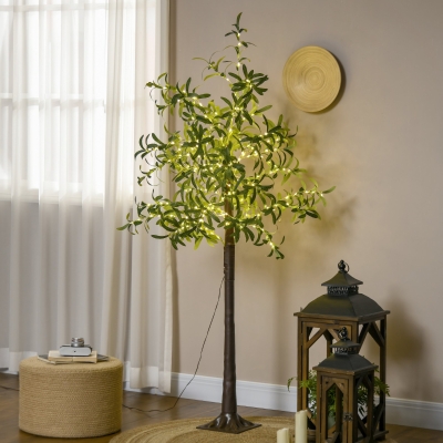 HOMCOM 6ft LED Olive Tree with 300 Warm White Lights, Light up Olive Tree for Indoor, Home, Party, Wedding, Christmas, Green