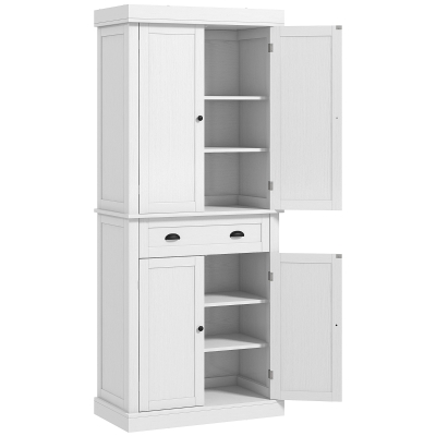 HOMCOM 72" Tall Pantry Cabinet, Kitchen Storage Cabinet with 4 Doors, Drawer and 2 Adjustable Shelves, White
