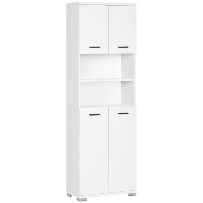 kleankin Bathroom Cabinet, Freestanding Linen Cabinet with Open Shelves and Cupboards, 23.6"x13.2"x72", White
