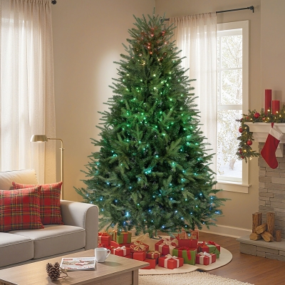HOMCOM 6.5ft Christmas Tree with Synchronized LEDs, DIY Function, Frasier Grande Fir with Hinge Design, Remote, Daily Timer