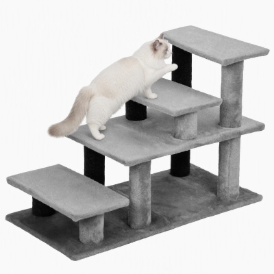 PawHut Pet Stairs, 2/3/4-Step Cat Steps for Bed & Sofa, Gray