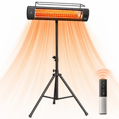 Outsunny 1500W Electric Patio Heater with Tripod, 3 Heat Levels, Black