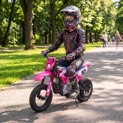 Qaba 36V Kids Electric Dirt Bike, Brushless Motor, Rear Suspension, Pink
