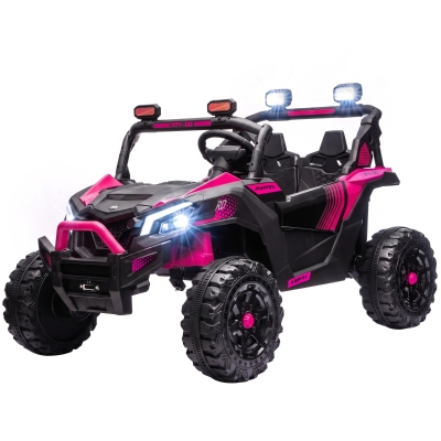 Qaba 24V 2-Seater Ride On Truck Car, Dual Motors, Remote, Pink