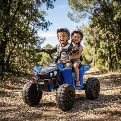 Qaba 24V 2-Seater Kids ATV Ride-On Toy, Dual Motors, Blue