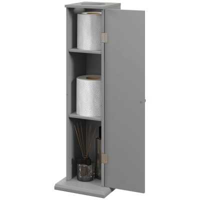 HOMCOM Small Bathroom Corner Cabinet with Doors & Shelves, Gray