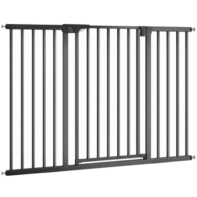 PawHut Baby Gate, Pet Gate with 3 Extensions, Auto-Close, Two-Way Open, Pressure Mounted, 36"H, Black