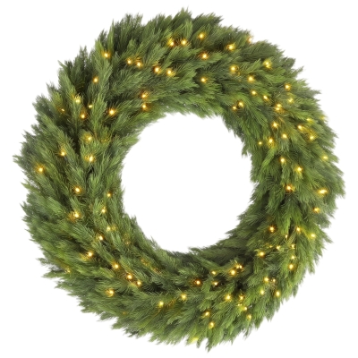 HOMCOM 36" Pre-Lit Norwegian Spruce Christmas Wreath, 100 LED, Green