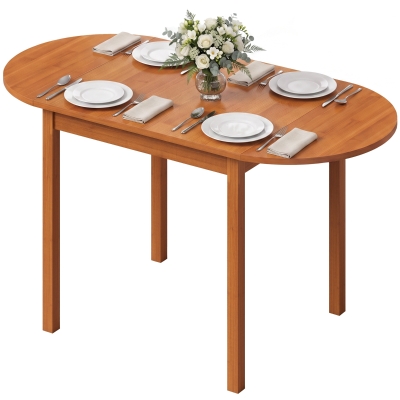 HOMCOM 55" Drop Leaf Kitchen Table, Wood Dining Table, Walnut