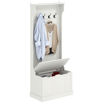 Hall Tree 28.25" x 15.5" x 67" Cream White