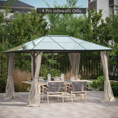 Outsunny Gazebo Curtains, 10' x 12' Universal Replacement Privacy Curtain, 4-Panels Sidewall with Hooks/C-Rings, Beige