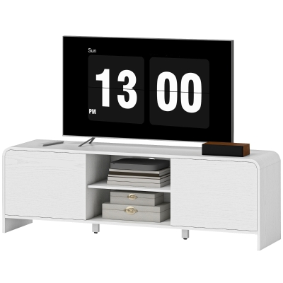 HOMCOM TV Stand for up to 65 Inch TV, Nordic Entertainment Center with 2 Cabinets and 2 Open Shelves for Living Room, White