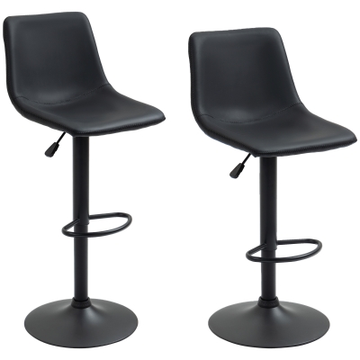 HOMCOM Adjustable Counter Height Bar Stools Set of 2, 360° Swivel Kitchen Counter Stools Dining Chairs with Backs, Vintage Leather, Retro Grey