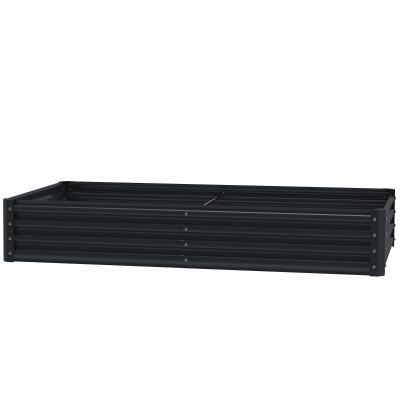 Outsunny 6 x 3 x 1ft Galvanized Raised Garden Bed, Reinforced Outdoor Planter Box with Open Bottom, Dark Grey