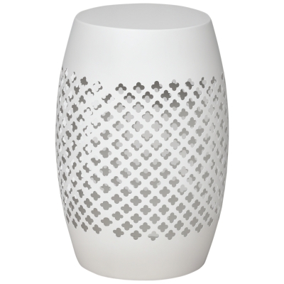 Outsunny 12.5" Round Steel Patio Accent Table, White