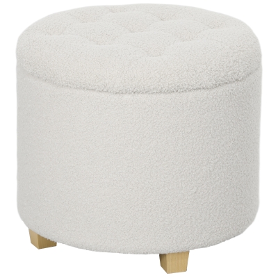 Storage Ottoman 17.7" Dia. x 16.1" H White