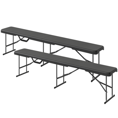Outsunny 2 Pack 6 ft Portable Folding Benches with Handle, Black