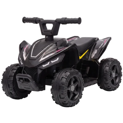 Qaba 6V Kids ATV, 4 Wheels Kids Quad with Button Control, 45Mins Runtime, Max 1.2MPH, Max 55lbs Load for 18-48 M, Black