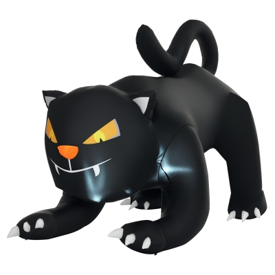 HOMCOM 4Ft Tall Halloween Inflatable Black Cat Airblown Outdoor Yard Decoration Holiday Garden Decor