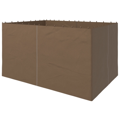 Outsunny Gazebo Curtains, 10' x 13' Universal Replacement Privacy Curtain, 4-Panels Sidewall with Hooks/C-Rings, Dark Brown