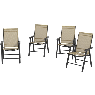 Outsunny Set of 4 Stackable Outdoor Chairs, Metal Frame, Brown