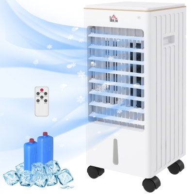 HOMCOM Air Cooler with Ice Packs, Remote, Timer, Wheels