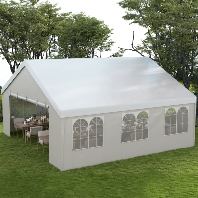 Outsunny Heavy Duty Party Tent, 19.5' x 19' Large Sun Shade Canopy Tent for Parties, Events, BBQ Grill, White