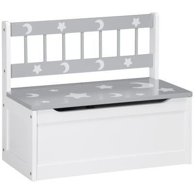 Qaba Kids Storage Bench Toy Box, 27L Interior, Gray