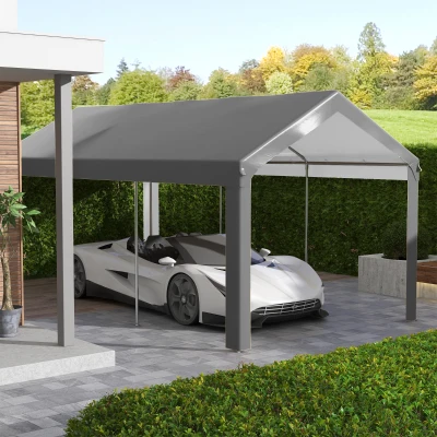 Outsunny 10x20ft UV Resistant Carport Canopy Replacement, Dark Gray