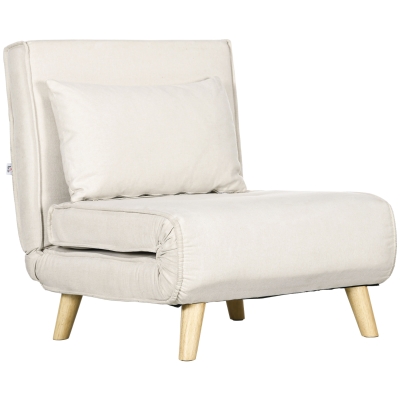 HOMCOM 2-in-1 Adjustable Chair Bed Sofa, Beige